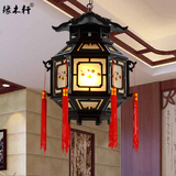 中式古典灯笼吊灯仿古宫灯六角木质防水户外阳台宫廷走廊餐厅灯具