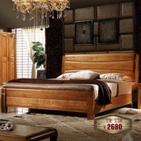 全实木床榆木床结婚床1.8米双人床梳妆台套房家具裕隆安家具
