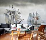 欧式大型壁画 客厅沙发电视背景墙纸 复古书房个性壁纸 航海帆船