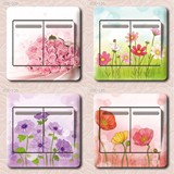 满9.9包邮家居用品韩国 花卉系列开关贴创意开关贴纸彩色开关贴
