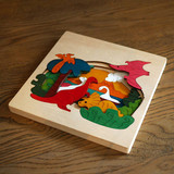 欧洲大牌正品Uncle Wood 盒装多层木制拼图恐龙儿童益智玩具