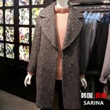 SARINA韩国代购直邮 T.P专柜正品反季特价韩版翻领宽松毛呢大衣女