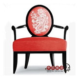 新中式 全实木布艺印花猴生肖圈椅 酒店售楼部洽谈椅现代会所餐椅