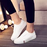 夏季新款系带小白鞋韩版女学生休闲鞋平底帆布鞋一脚蹬透气百搭款