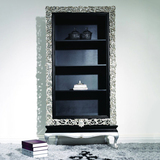 特价欧式银箔书柜新古典后现代实木定制展示柜黑色书房简易隔断柜