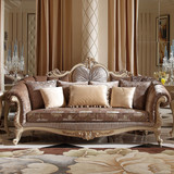 法式实木沙发组合时尚新款客厅沙发布艺沙发组装手工雕花沙发
