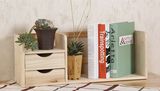 日式实木创意办公室桌面上书架带抽屉书柜学生简约收纳置物架包邮