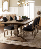 美式乡村餐桌实木餐椅餐桌橡木色复古餐桌椅美式做旧桌面全实木