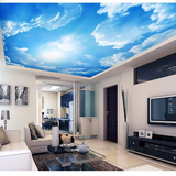 蓝天白云3d墙纸吊顶天花板墙纸欧式大型壁画天空壁纸客厅背景墙布