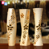 欧式落地花瓶摆件 客厅创意陶瓷工艺品家居饰品大号磨砂花器花插
