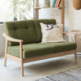 日式简约实木扶手布艺沙发北欧单人双人三人咖啡厅组合沙发可拆洗