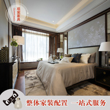 现代新中式实木双人床1.8米布艺婚床 会所酒店客房样板房家具定制
