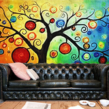 大型壁画欧式风格油画彩色树咖啡厅休闲吧客厅卧室电视背景墙墙纸