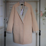 代购15款艾格春秋女式翻领大衣中长粉色太空棉风衣外套150134122