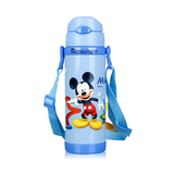 迪士尼不锈钢水壶 米奇儿童小朋友学生背带吸管真空保温杯大容量