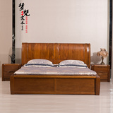 胡桃木床 全实木床储物床木质床中式床简约现代高箱床胡桃木家具
