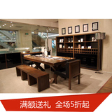 美式全实木餐桌椅组合长方形原木咖啡厅家用复古办公桌会议6人桌