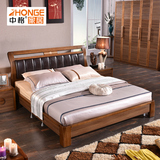 中格家具现代中式实木床 高箱储物双人床1.8米 简约卧室软包婚床
