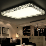 现代简约客厅灯吸顶灯长方形LED调光水晶灯主卧室灯大气鸟巢灯具
