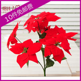 一品红假花卉圣诞花束室内装饰品客厅绿植摆件假盆栽小摆设仿真花