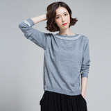 2016秋季新款韩版女装洛詩琳新品前短后长设计套头宽松毛衣针织衫