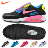 正品耐克Nike air max 90 GS女子运动气垫跑步鞋黑彩虹724855-004