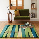 时尚绿色条纹宜家地垫客厅茶几沙发卧室床边手工腈纶满铺地毯定制