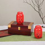 茶叶罐礼盒包装木盒漆盒半斤金骏眉双金边陶瓷茶叶罐密封罐批发