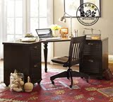 美式实木转角书桌拐角办公桌儿童写字台辅导桌连体电脑桌家具定制