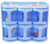 包邮 厨房用品透明塑料调料盒 双层六件套装 盐味精调味罐收纳盒