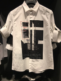 GXG男装 专柜正品代购 2016年夏装新品白色斯文中袖衬衫62123013