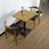 美式咖啡厅桌椅组合现代西餐厅桌椅铁艺复古实木休闲方桌椅三件套