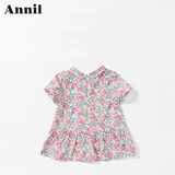 安奈儿专柜正品16春夏新款小女童短袖梭织裙衣XG621598