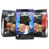 临期马来西亚进口Jacker杰克方形威化饼干巧克力牛奶花生味100克