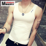 夏季薄款背心男修身型韩版印花字母无袖T恤紧身休闲运动汗背心潮