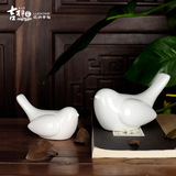 吉祥家新中式陶瓷喜鹊桌面摆件[莺歌燕语]简约白色小鸟装饰品组合