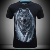新款酷炫3d短袖大码t恤男款立体动物狼头骷髅图案加肥加大兄弟装
