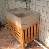 石头水池阳台洗衣槽带搓衣板单槽一体成型原石洗手池大理石可定制