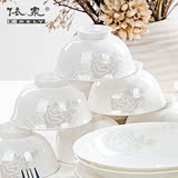 依众唐山高档骨瓷餐具 碗盘碗碟套装 家用4人中式碗筷陶瓷器送礼