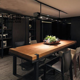 美式金属loft铁艺餐桌实木长方形办公桌会议长桌工作台咖啡桌椅
