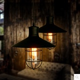 单头创意复古铁艺工业风酒吧灯铁笼灯罩吧台咖啡店酒吧个性吊灯具
