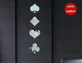 DIY创意镜面墙贴3d水晶梅花方块扑克牌图案亚克力背景墙贴家居贴