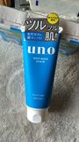 现货日本 资生堂UNO净洗颜超洁净男士洗面奶  磨砂清洁去角质蓝色