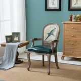 格瑞思欧式实木餐椅简约梳妆椅橡木象牙白色真皮铜钉复古做旧椅子