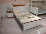 欧式田园家具全纯实木床韩式1.2米单人床地中海象牙白色儿童床F09