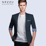 NPZZU男士休闲小西装七分袖春夏韩版修身薄款青年中袖单西服外套