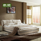 心港 布艺床可拆洗双人床 布床北欧床简约现代小户型储物床实木