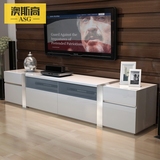 澳斯高钢化玻璃电视柜 创意现代简约三组合白色钢琴烤漆客厅地柜