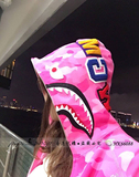 香港代购BAPE猿人头秋冬新款粉红迷彩鲨鱼连帽卫衣拉链开衫外套