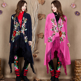 2015新款民族风女装秋冬装中式刺绣长款披风中国风
